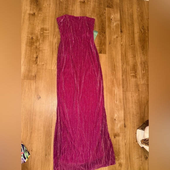 Vintage NWT Jessica McClintock x Gunne Sax Pink Metallic Strapless Gown size 5 - Picture 2 of 15